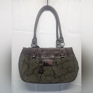 Chaps Vintage Olive and Chocolate Equestrian Shoulder Bag